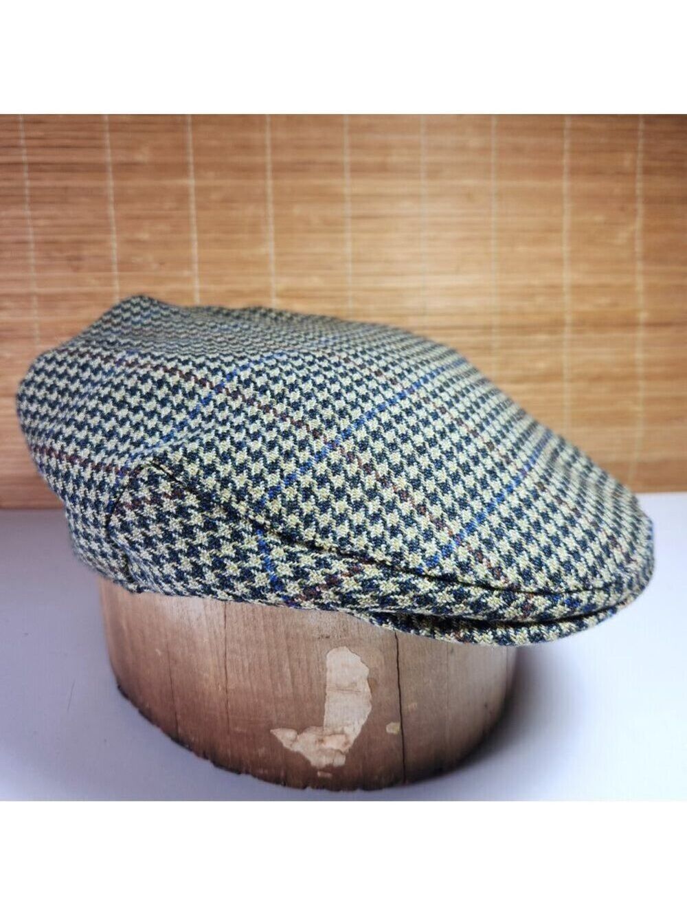 Vintage Tweedmill Wool Newsboy Cap Houndstooth British Made Size 7 1/8